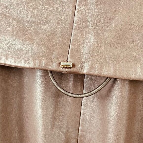 Sportmax Nappa Lambs Leather Double Breasted Cinch Shawl Collar Trench Coat US 8 - Picture 8 of 14